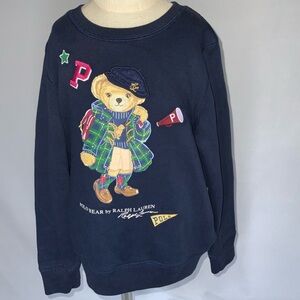 POLO Ralph Lauren SZ 6X navy blue sweatshirt with preppy Polo bear on front.